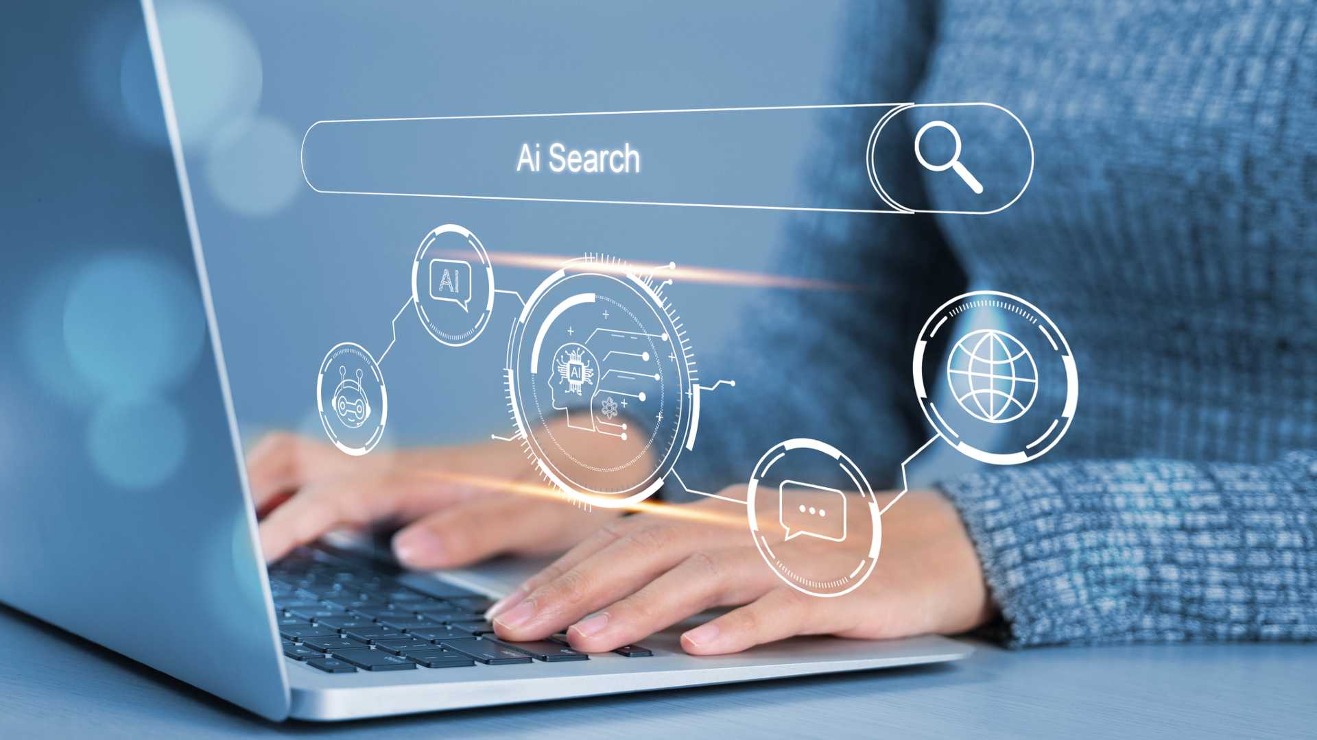 woman using AI search to find a home or loan officer